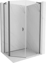 Mexen Mist L cabină de duș pentagonală asimetrică pivotantă 80x90 cm transparent gri armă periat - 8A8L-080-090-66-00 (8A8L-080-090-66-00)