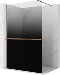 Mexen Kioto+ zuhanyfal polccal Walk-in 100 x 200 cm, ombre fekete 8 mm, kefélt réz - 800-100-121-65-76 (800-100-121-65-76)