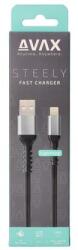 472 Töltőkábel, USB-A - lightning (Apple), 20W, 1, 5 m, AVAX "CB314 Steel", acélszürke (AXCB401G)