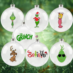 Deconline Crafts DIY karácsonyfa gömb szett Grincses 6 db-os, 8 cm-es göbök (DO11933)