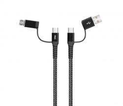 Well Cablu de date si incarcare 4in1 1m 3A Well negru (CABLE-USBC/USBC/U-1GY02-WL)