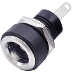 GBC Mufa alimentare pe panou 5.5x2.5 mm DC negru cu filet lung si piulita GBC 29.0650. 10 (29.0650.10) - balutatech