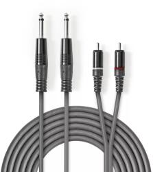 Nedis Cablu audio stereo 2x 6.35 mm Jack tata - 2x RCA tata 1.5m gri Nedis (COTH23320GY15)