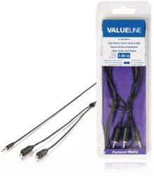 Valueline Cablu audio jack stereo 3.5 mm tata - 2x RCA tata 1m negru Valueline (VLMB22200B10) - balutatech