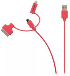 Valueline Cablu alimentare si sincronizare rosu USB 2.0 - micro USB +adaptor lightning +Apple Dock 30pini 1m cupru Valueline (VLMP39410R1.00) - balutatech