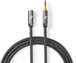 Nedis Cablu audio Jack stereo 3.5 mm tata - 3.5 mm mama Nedis 2m gri metal (CATB22050GY20) - balutatech