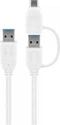 Goobay Cablu USB 3.0 A tata-tata cu adaptor USB A mama la USB Type C tata 0.5m 5Gbit s alb Goobay (55559)