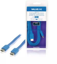 Valueline Cablu HDMI tata - HDMI tata High Speed cu Ethernet plat 2m albastru VALUELINE (VLMB34010L20) - balutatech