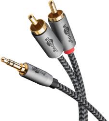 Goobay Cablu stereo premium extrem de flexibil textil 5m Jack 3.5 mm tata - 2x RCA tata negru Goobay Plus 65290 (65290) - balutatech