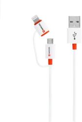 SKROSS Cablu USB Skross Essentials Line 2 in 1 cu conector micro USB - lightning alb 1m (CABLE-USB/UUSB/L-1.0WE-SKRS) - balutatech