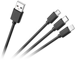 Cabletech Cablu 3in1 USB A la micro USB + USB type C + Lightning 1.2m 2A Cabletech (KPO3945)