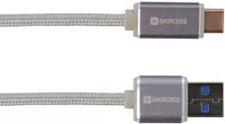 SKROSS Cablu USB 2 in 1 cu conector USB Type C argintiu 1m protectie metalica Steel Line Skross (18266)