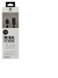 Dux Ducis Cablu USB My-Magic 2in1 Micro USB sau Lightning negru 1m plat (IUCAX21NEG) - balutatech