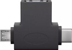 Goobay Adaptor USB 3.0 A mama la micro USB tata +USB Type C tata negru Goobay (55554) - balutatech
