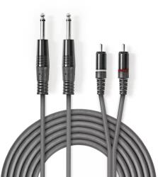 Nedis Cablu audio stereo Nedis Jack 2x 6.35 mm tata - 2x RCA tata 3m gri (COTH23320GY30)