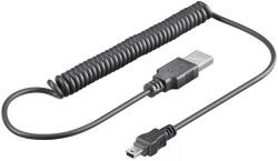 Goobay Cablu de date USB A tata- mini USB B tata spiralat 1m Goobay (48968) - balutatech
