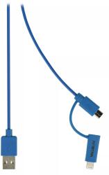 Valueline Cablu alimentare si sincronizare albastru USB 2.0 A tata - micro B tata cu adaptor lightning 1m cupru Valueline (VLMP39400L1.00) - balutatech