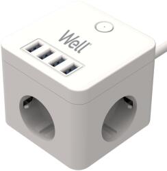 Well Prelungitor Well 3 prize cu 4 USB și protecție (1063147)