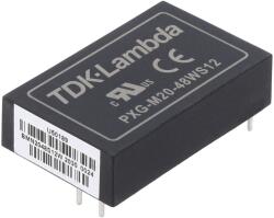 TDK-Lambda Convertor DC/DC 20W 18-75V la 12V (PXG-M20-48WS12)