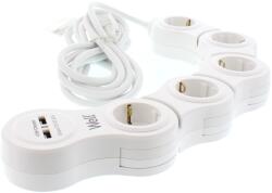 Well Prelungitor reglabil Well cu 5 prize și 2 USB, 3 m (1052803)