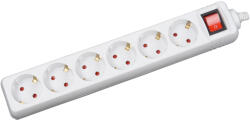 Inlet Prelungitor 1.5m 6 prize cu intrerupator, alb, Inlet