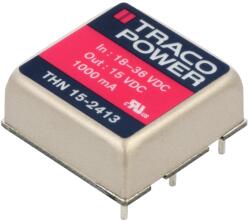 Traco Power Convertor DC/DC 15W TRACO POWER - Tensiune de ieşire 15V, Protecţie SCP (THN 15-2413)