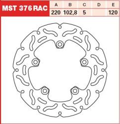 TRW Set 2 Discuri Frana Spate Fix 220/102, 8x5mm 5x120mm Diametru Gaura Fixare 8, 5mm Inaltime (spatiere) 0 Aprilia Rsv 1000 (MST376RAC)