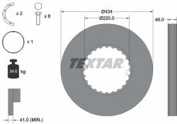 TEXTAR Set 2 Discuri Frana Fata/Spate Dreapta/Stanga (434mmx45mm) Volvo FH12 09.01 (93272111)
