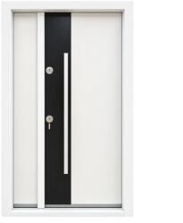 NOVO DOORS Usa metalica dubla de exterior cu izolatie si vizor Novo Doors NDA5D, panouri compozit, 2 yale, Alb cu Negru (Dimensiune: 120 cm, Sens deschidere: Stanga) (NDA5DAN120ORST)