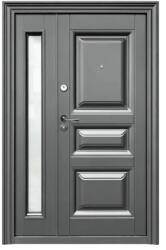 NOVO DOORS Usa metalica dubla de exterior cu geam termopan si izolatie Novo Doors ND8001, deschidere stanga dreapta, 2 yale, dimensiuni multiple, tabla 0.7 mm, toc 7 cm, clanta inclusa, Gri Antracit (Culoare: Gr