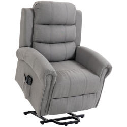 HOMCOM Fotoliu Power-Lift relax cu masaj prin vibrații și funcție de încălzire, fotoliu cu ridicare, port USB, buzunare laterale și telecomandă, Gri deschis | Aosom Romania (700-095V92LG)