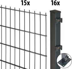 Floraworld kétrudas hálós kerítéspanel talplemezzel 120 cm x 30 m 60/40 antracit