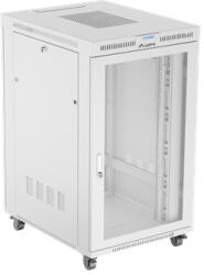 Lanberg 19" szabadon álló rack szekrény 27U/800X1000 perforált ajtó, lapraszerelt, LCD kijelző, szürke