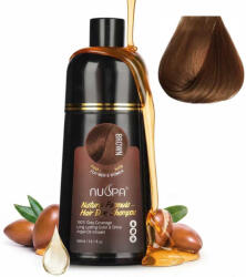 NOVA KISS Sampon Colorant Saten, Acoperire 100% a Firelor Albe, Unisex, Infuzat cu Ulei de Argan, 400 ml