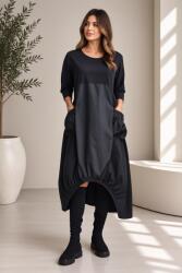 SHOPIKA Rochie midi oversize cu tafta si croi asimetric, negru Talie unica
