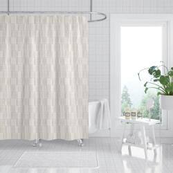 Print Perdea de Dus Print Model Geometric, Bej, Marime 180 180 cm, Poliester si Polipropilena, 12 Inele Incluse Covor baie