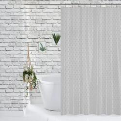 JACQUARD Perdea de Dus Jacquard Model Romburi, Gri, Marime 180 180 cm, Poliester si Polipropilena, 12 Inele Incluse Covor baie