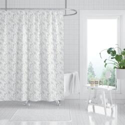 Print Perdea de Dus Print Model Floral, Alb, Marime 180 180 cm, Poliester si Polipropilena, 12 Inele Incluse Covor baie