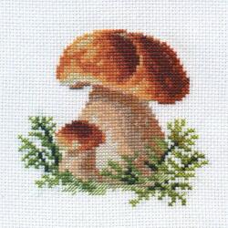  Keresztszemes hímzőkészlet Fehér gombák 10x10 cm (0-144)