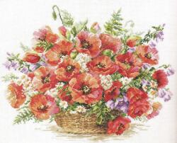 Keresztszemes hímzőkészlet Mákos kosár 40x30 cm (2-28)
