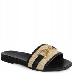 Boccato 02.2349 Fekete Bőr Flip-flop Papucs 38-AS Díszítéssel