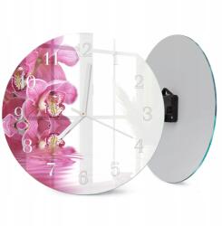  Kerek Üveg Falióra Nappaliba Orchidea grafikával 30 cm (010010500040100081895)