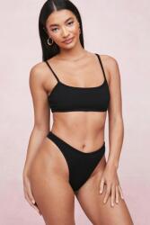 Nasty Gal Fekete bikini felső, ráncolt Crop Top XA2 Ksb__m