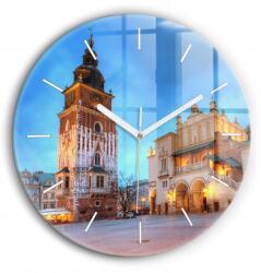  Csendes falióra Krakkó főtere kerek fehér fi 60cm (010010500050100271643)