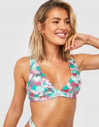 Boohoo Bikini Felső, Mélyen Kivágott, Tropical Mintás, Levélmintás XQ9 NG2__M