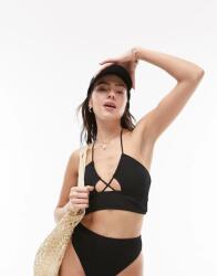 Topshop Fekete Bikini Felső Csíkos S72 NJ1__S