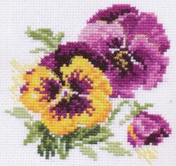  Keresztszemes hímzőkészlet Árvácskák 11x10 cm (0-81)