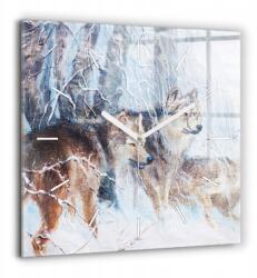  Nagy Óra Edzett Üveg Dekoratív Klasszikus Farkasok az erdőben 60x60 (010010500080100271154)