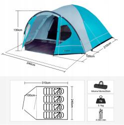 Portal 3-4 személyes, vízálló (4000 mm) kemping kupola sátor (EU-FS-97818BLUE)