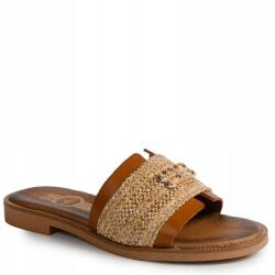 Lemar 40426 Barna Bőr Flip-flop Papucs 37-ES Díszítéssel
